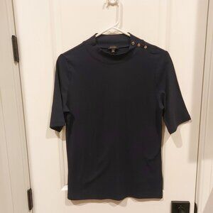 Talbots Button Shoulder Mock Neck Top